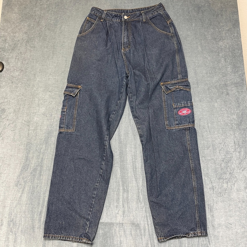 Y2K Wake Jeans Womens 32x31 Blue Denim Preppy Cargo Pockets Straight Outdoor